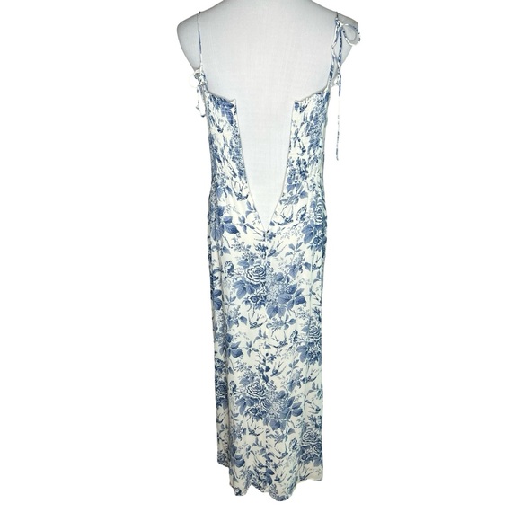 Reformation Kourtney Midi Dress Size 10 NWT Pompedour Blue Floral Wedding Guest - Picture 5 of 9